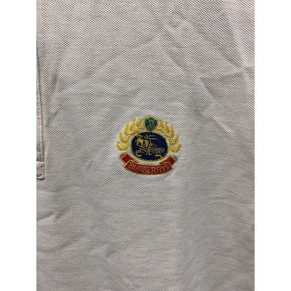 Burberrys Men’s S Beige Cotton Polo‎ Shirt Crest Logo Short Sleeve Vintage USA - Picture 4 of 8
